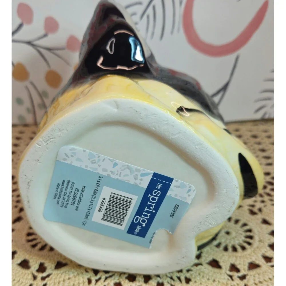NWT Adorable Ceramic Boston Terrier Dog Planter Versatile Decor